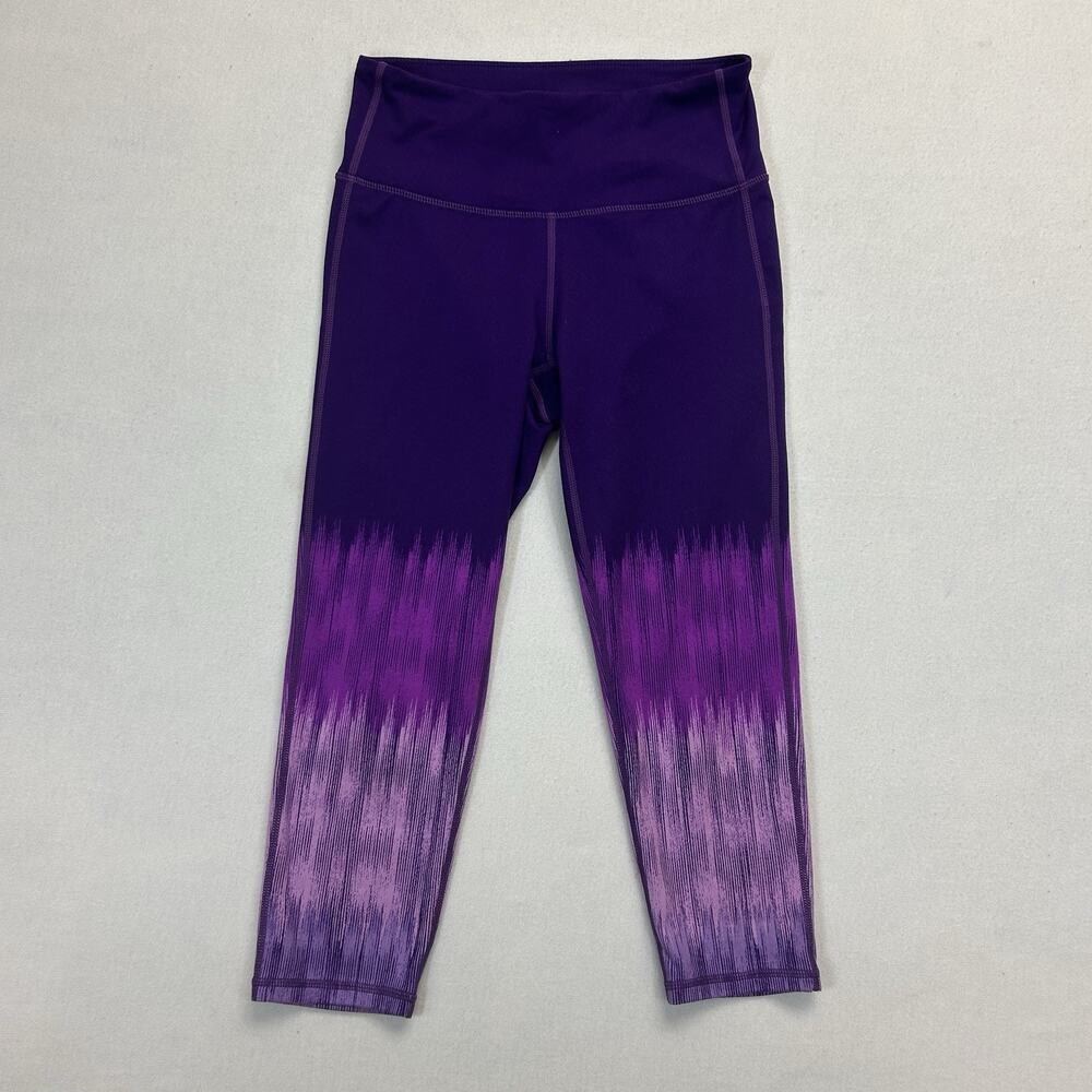 Athleta Chaturanga High Rise Colorblock Capri Leggings Women's XS Purple Gym Run